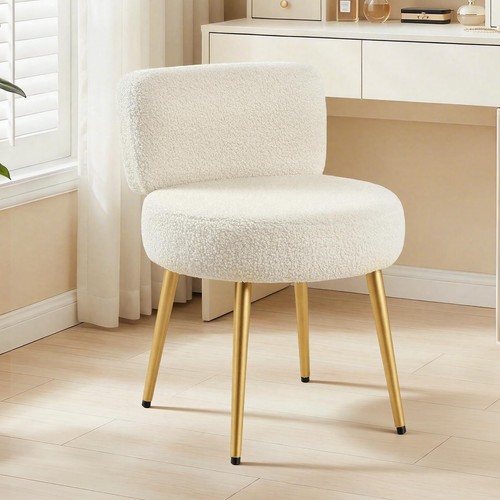 Vanity chair white fluffy - vanity,